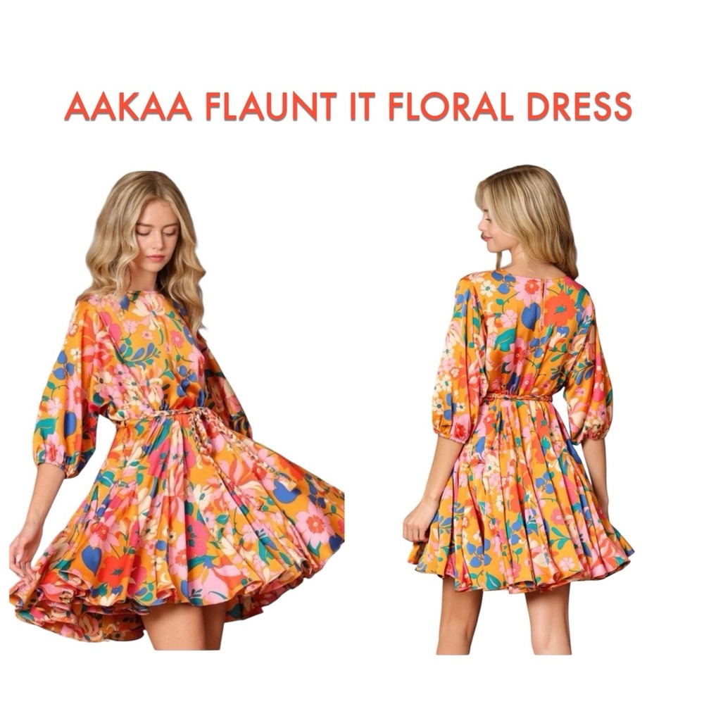 AAKAA Flaunt It Floral Dress - Pink & Orange Floral